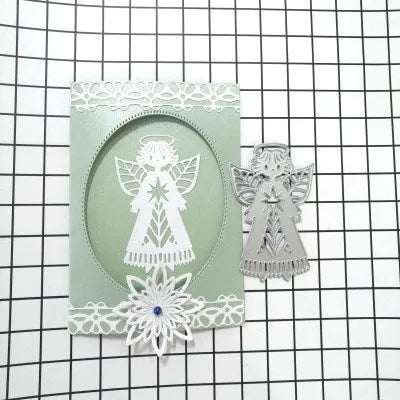 Carbon steel angel knife mould for embossing with hanging storage and 8x6cm dimensions