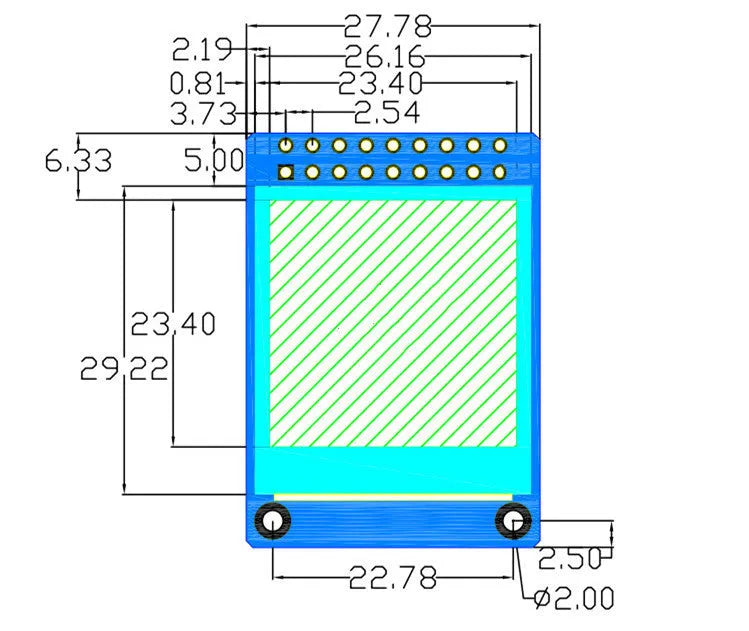 1.3 inch square IPS LCD display module with 240x240 resolution and 18PIN connector