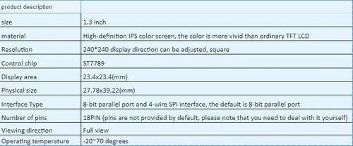 1.3 inch square IPS LCD display module with 240x240 resolution and 18PIN connector