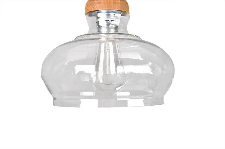 Glass wood grain single head pendant light with adjustable cord in Nordic style