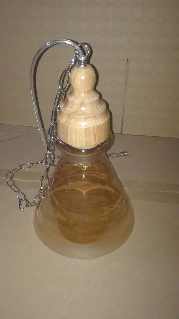 Glass wood grain single head pendant light with adjustable cord in Nordic style
