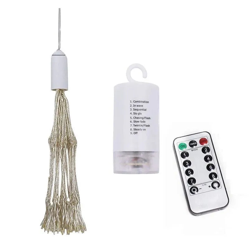 LED meteor shower solar light with multiple string configurations for room and garden decoration