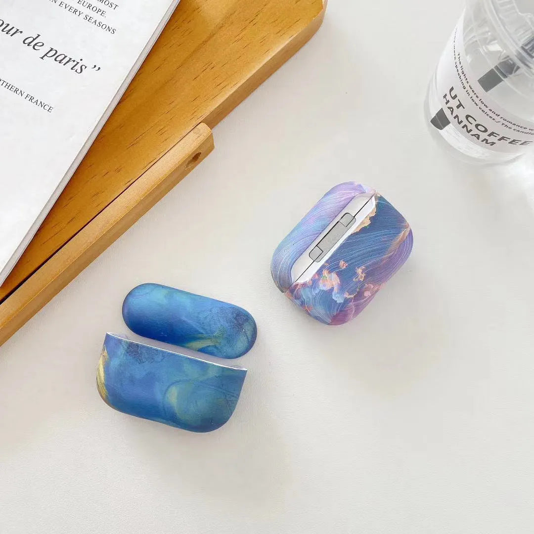 Hard plastic protective case for AirPods Pro and AirPods 1/2 with watercolour design