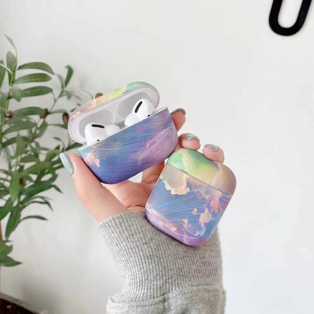 Hard plastic protective case for AirPods Pro and AirPods 1/2 with watercolour design
