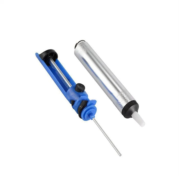 GS-107 manual desoldering pump in blue, gold, or silver with extended 330mm length.