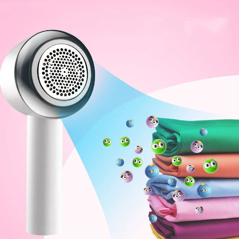 White rechargeable clothes shaver for removing fabric bobbles from jerseys and clothing