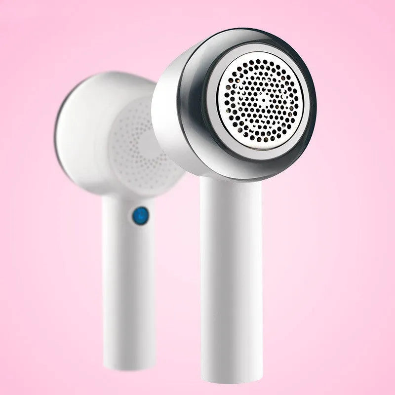 White rechargeable clothes shaver for removing fabric bobbles from jerseys and clothing