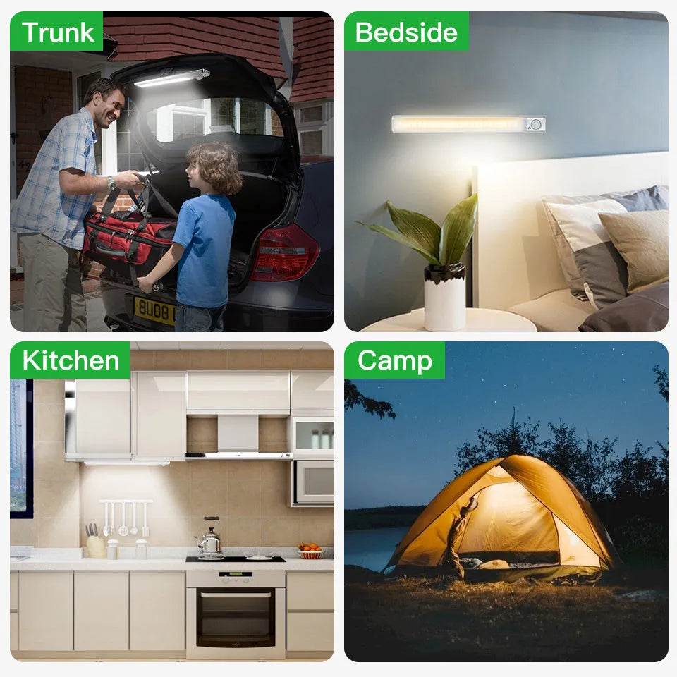 Smart USB charging body induction LED cabinet light with aluminium alloy shade