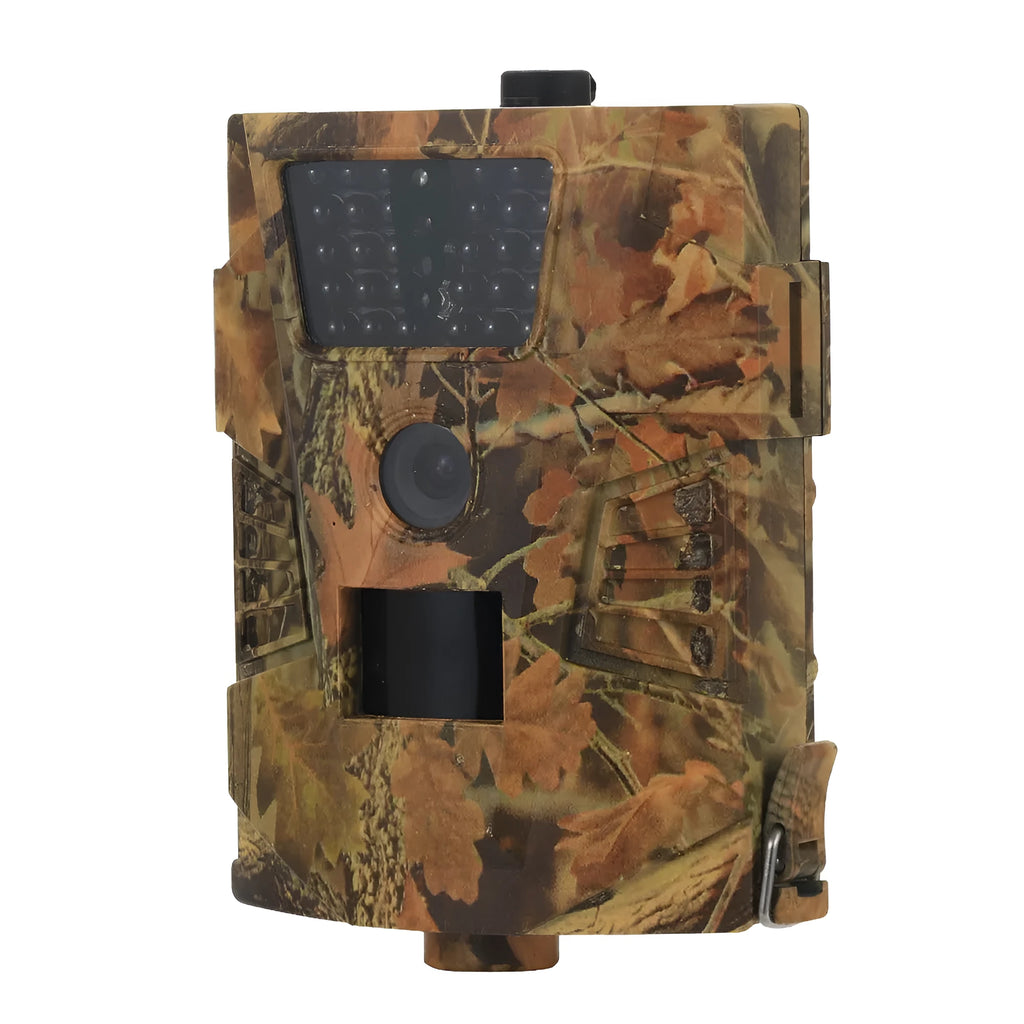 Orchard trail camera showing front view with sensor lens and infrared LEDs