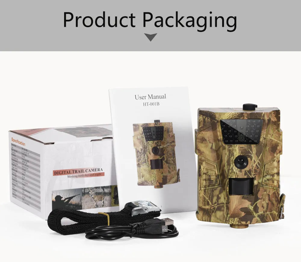 Orchard trail camera showing front view with sensor lens and infrared LEDs
