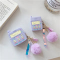 Purple silicone protective case for Apple AirPods with attached fur ball pendant