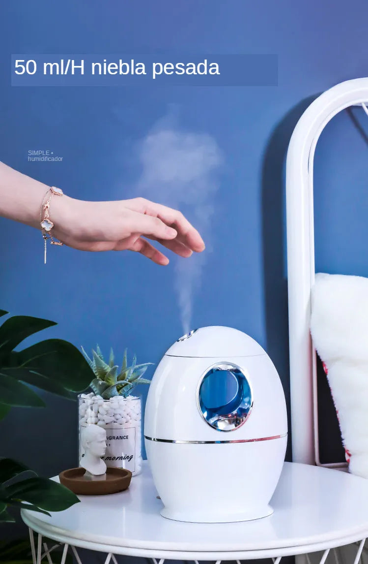 White round USB aromatherapy humidifier with 800ml water tank and silent 36dB operation