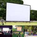 White polyester 150-inch soft folding projector screen shown in unfolded position