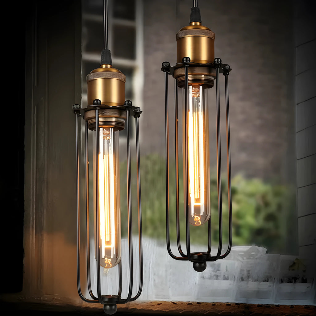 Brown Nordic retro industrial iron chandelier with a gladiator design.
