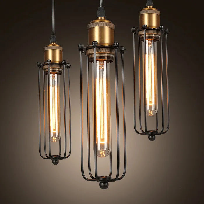 Brown Nordic retro industrial iron chandelier with a gladiator design.