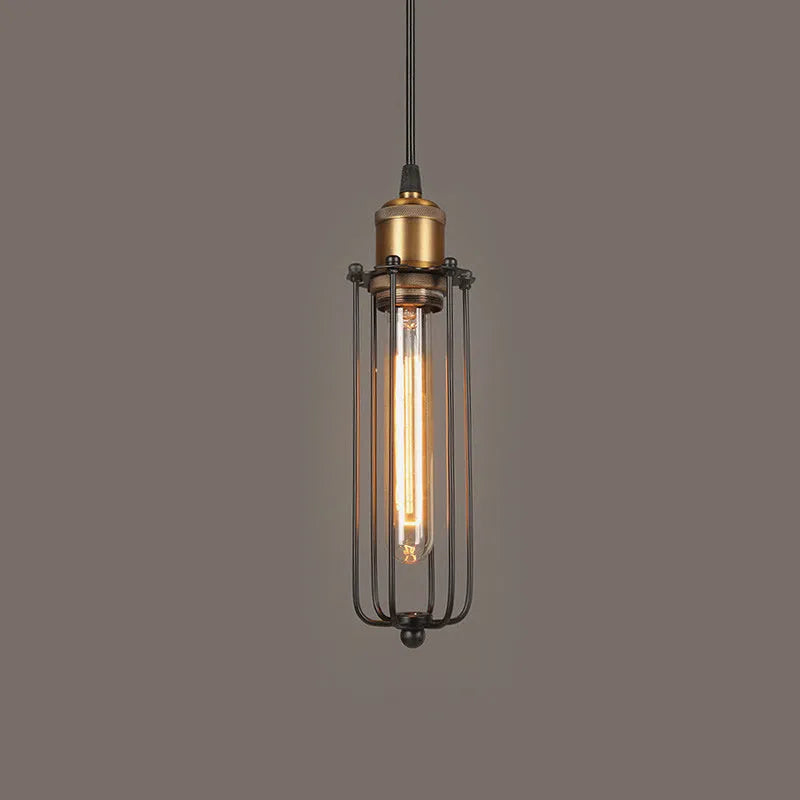 Brown Nordic retro industrial iron chandelier with a gladiator design.