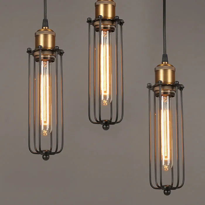 Brown Nordic retro industrial iron chandelier with a gladiator design.