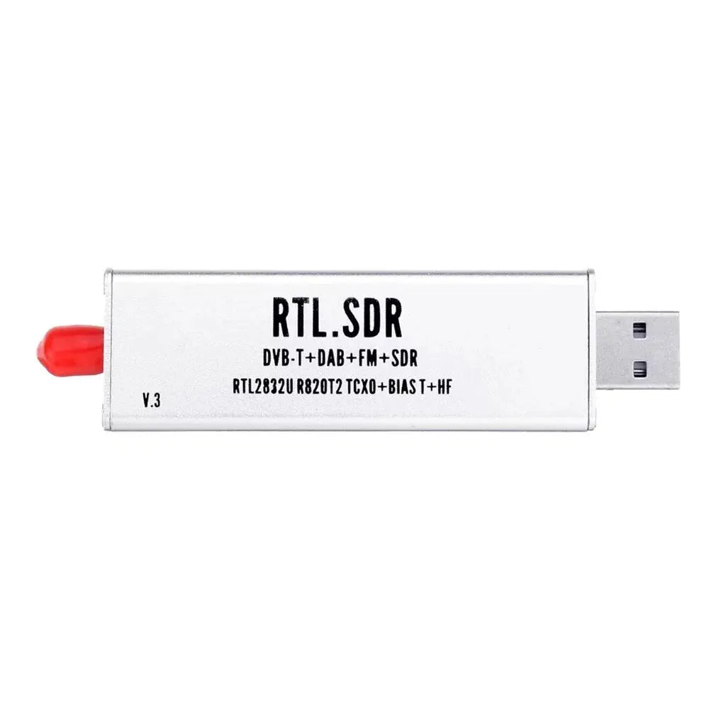 Black metal A300U SDR software defined radio receiver with gold SMA antenna connector.