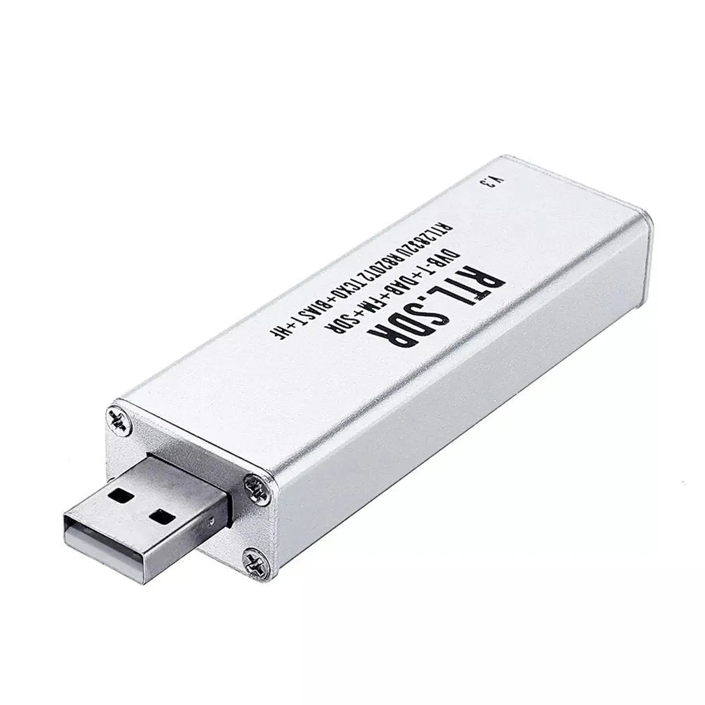 Black metal A300U SDR software defined radio receiver with gold SMA antenna connector.