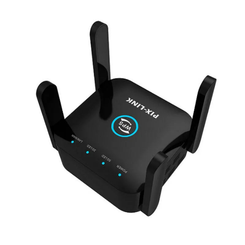 PIXLINK AC24 dual frequency wireless WiFi extender router in black or white with regional power adapter