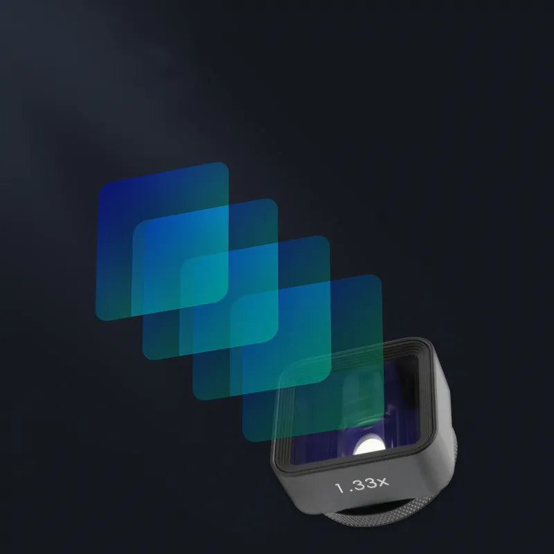 Black mobile phone anamorphic lens for 2.40:1 cinematic video with 17mm thread mount