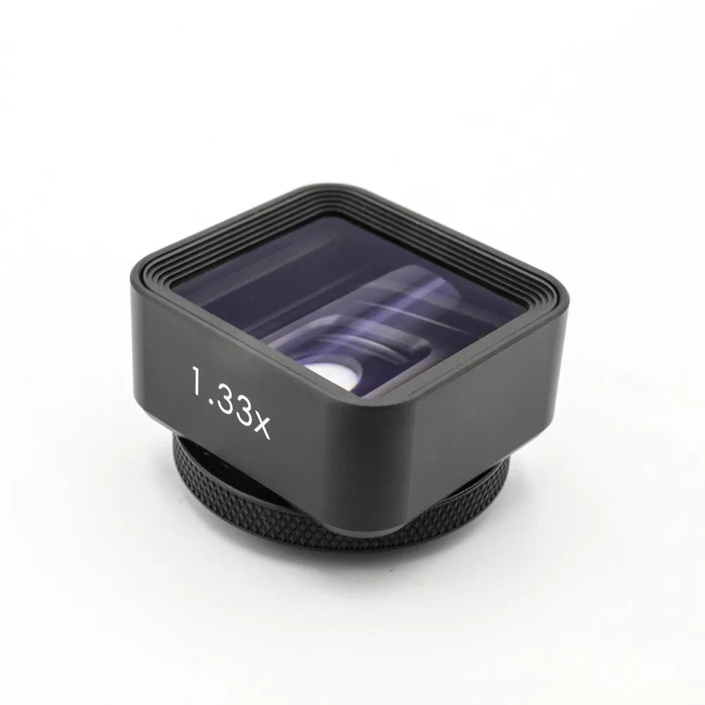 Black mobile phone anamorphic lens for 2.40:1 cinematic video with 17mm thread mount