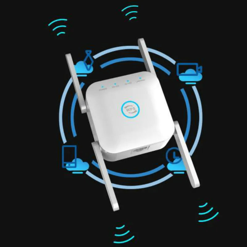 PIXLINK AC24 dual frequency wireless WiFi extender router in black or white with regional power adapter