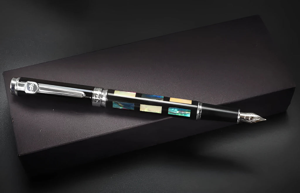 Ceramic colour lacquer pen and peach wood crafting pen with metal shell and 1.5mm, 0.7mm or 0.5mm nib