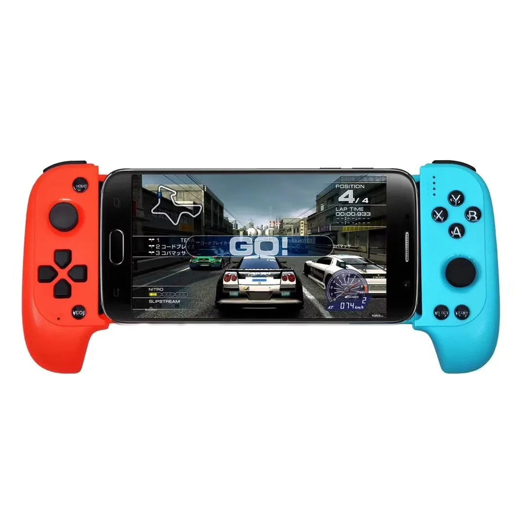 Cytec wireless Bluetooth mobile game controller with telescopic handle extended, holding a smartphone.