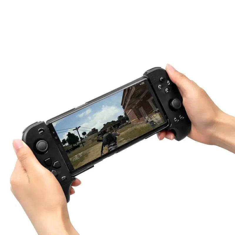Cytec wireless Bluetooth mobile game controller with telescopic handle extended, holding a smartphone.