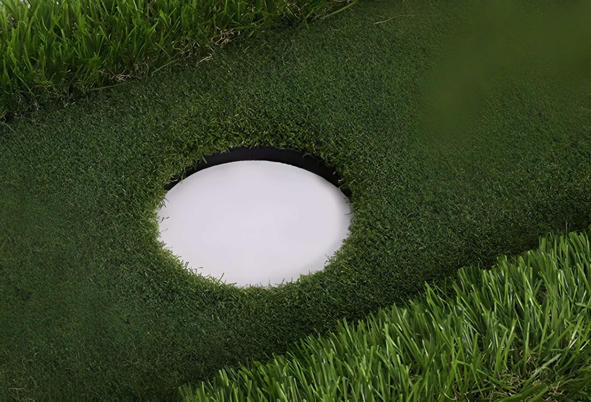 Green golf training mat with PP grass turf surface and EVA base in customisable sizes