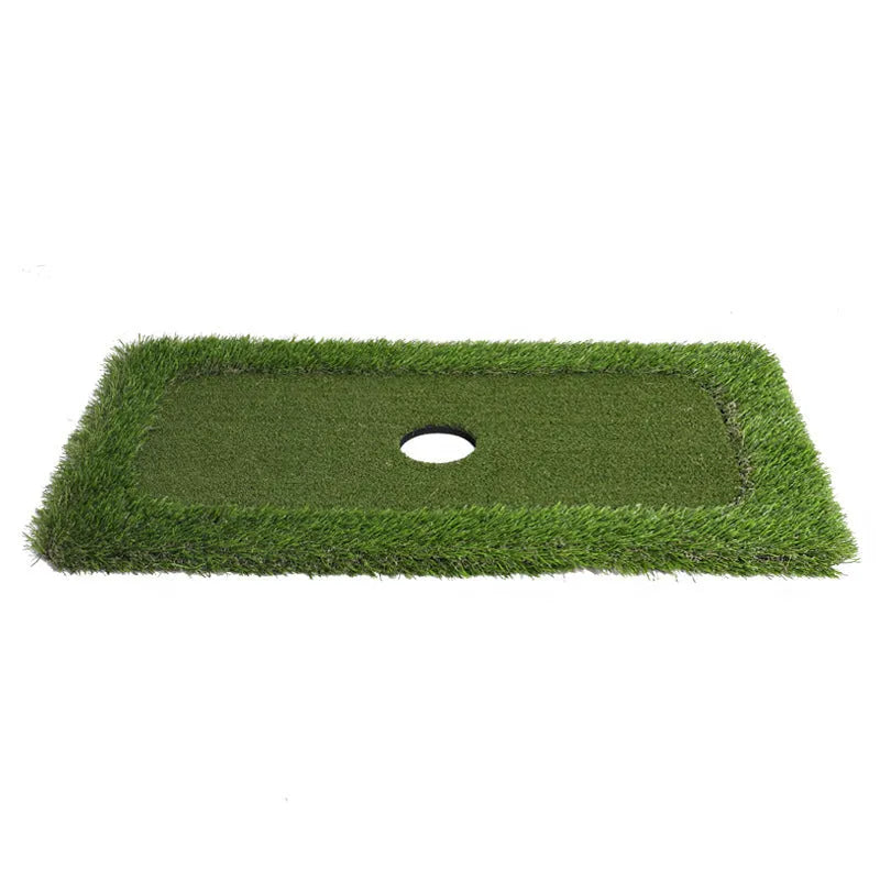 Green golf training mat with PP grass turf surface and EVA base in customisable sizes