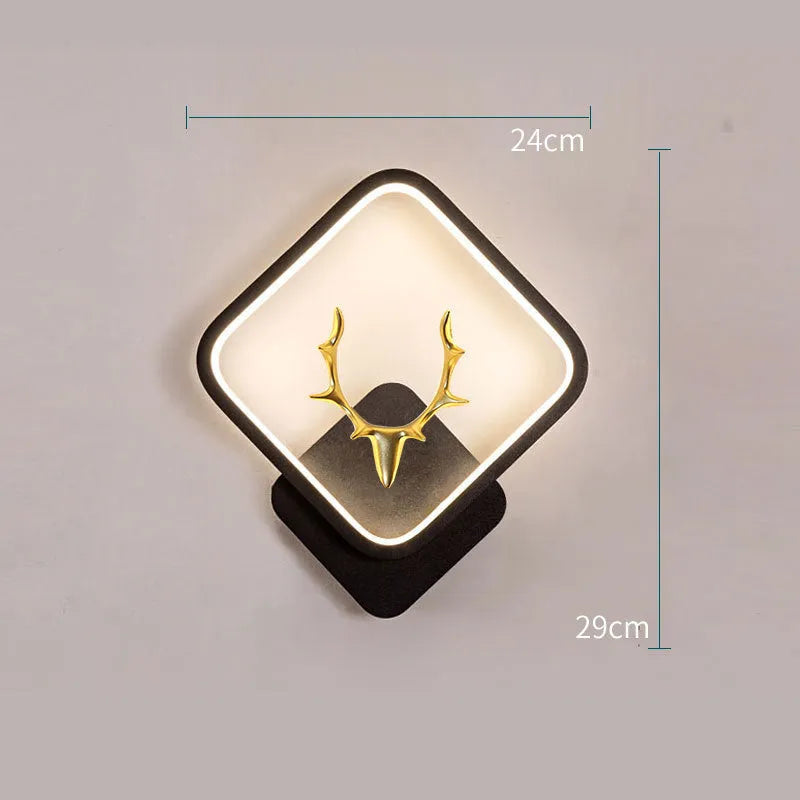 Modern deer antler design wall sconce with remote control for dimmable tri-colour LED lighting