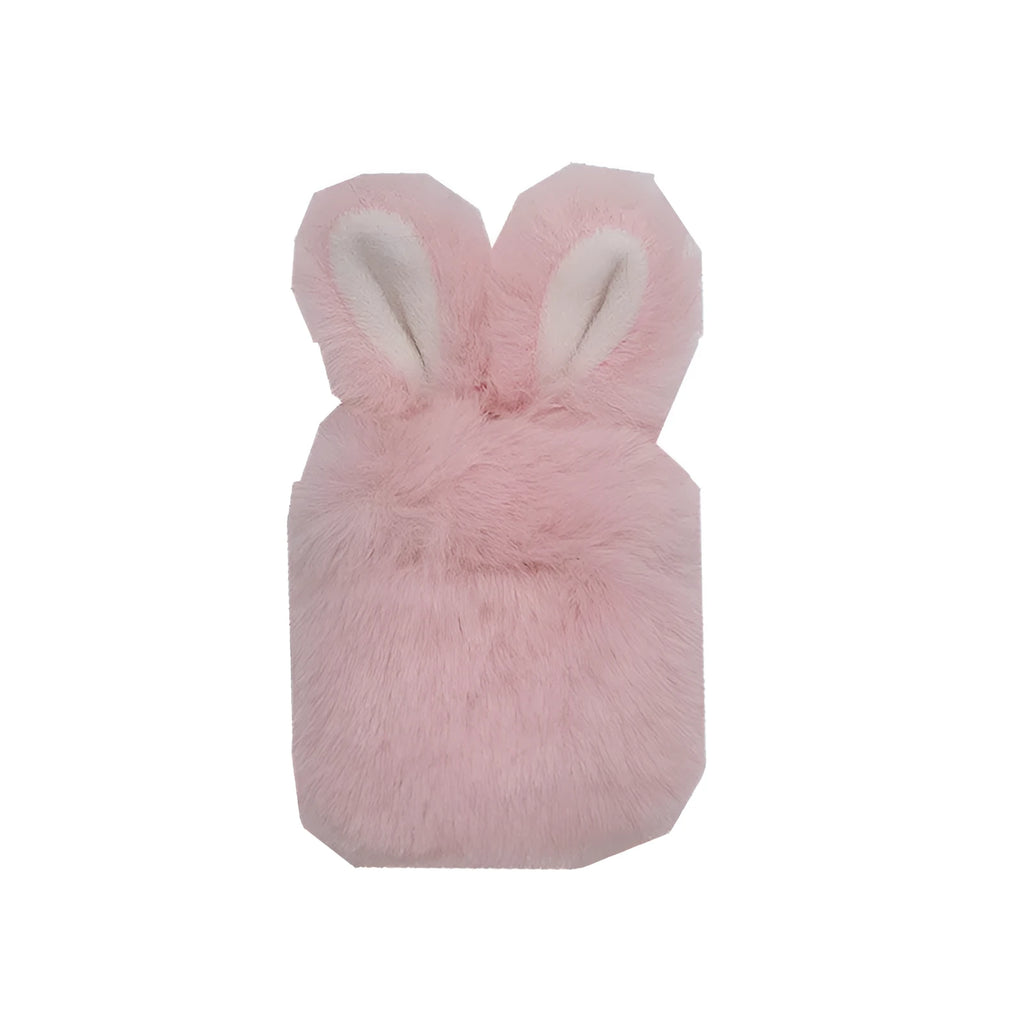 Pink rabbit ear silicone protective cover on Apple AirPods charging case