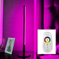 Nordic minimalism LED bedside table lamp with RGB remote control on wooden nightstand
