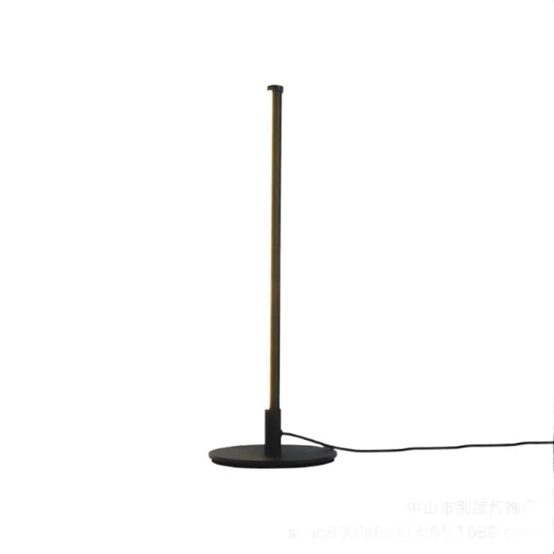 Nordic minimalism LED bedside table lamp with RGB remote control on wooden nightstand