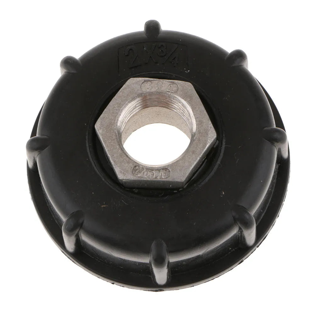 Black variable diameter chemical barrel valve connector with PP plastic and 304 stainless steel construction
