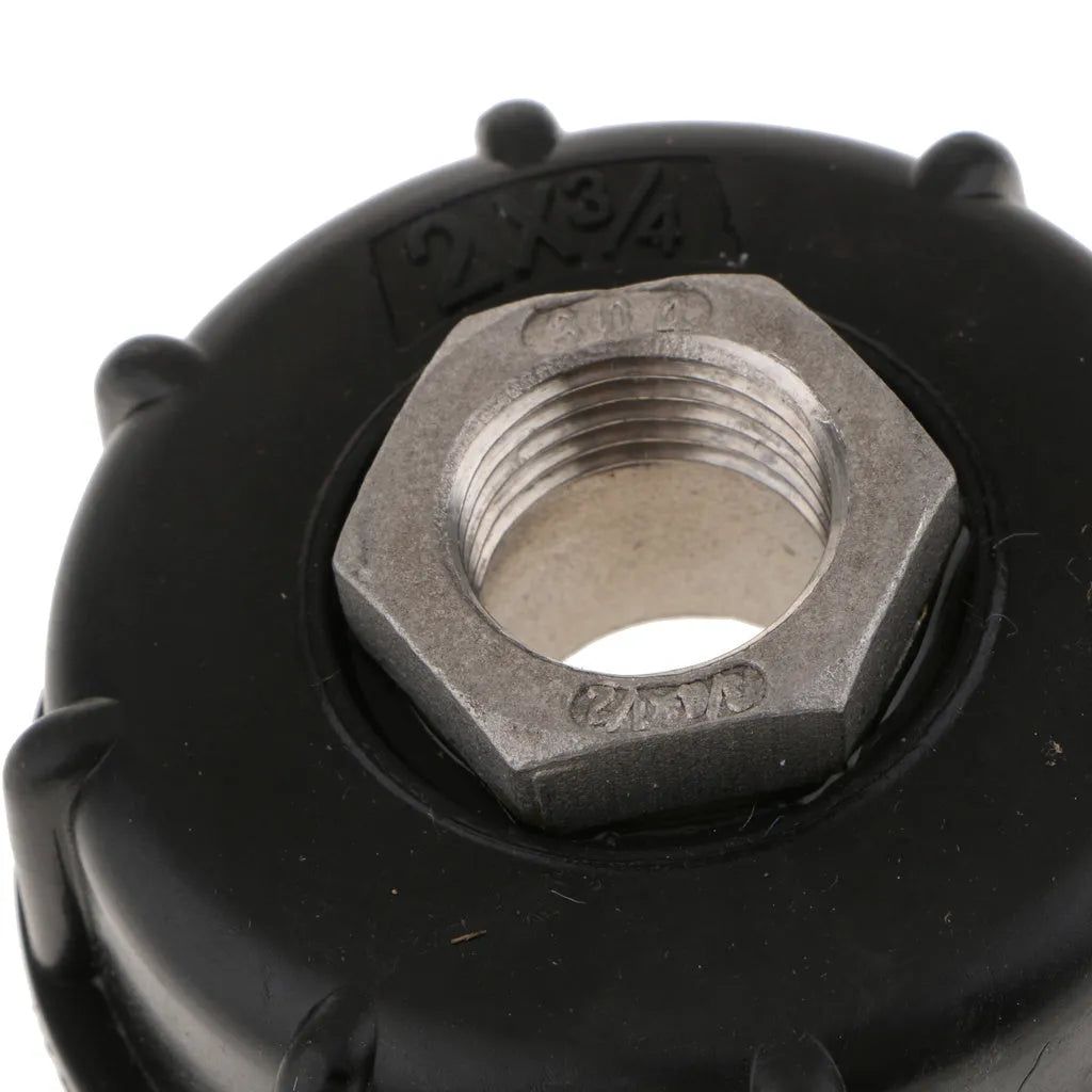 Black variable diameter chemical barrel valve connector with PP plastic and 304 stainless steel construction
