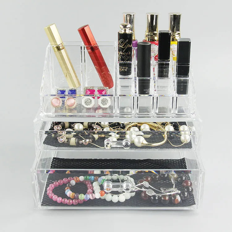 Transparent foldable acrylic storage container with 18L capacity for makeup organization