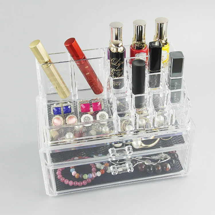 Transparent foldable acrylic storage container with 18L capacity for makeup organization