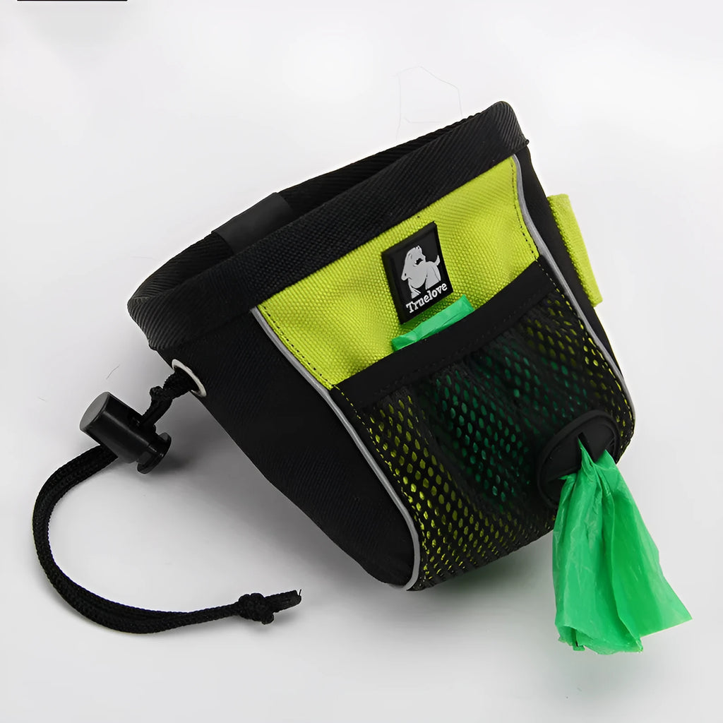 Orange waterproof dog training waist bag with removable waste compartment showing adjustable waist strap