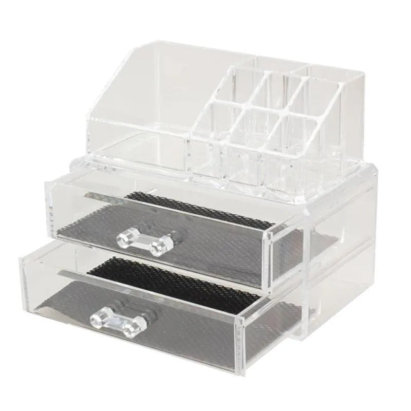 Transparent foldable acrylic storage container with 18L capacity for makeup organization