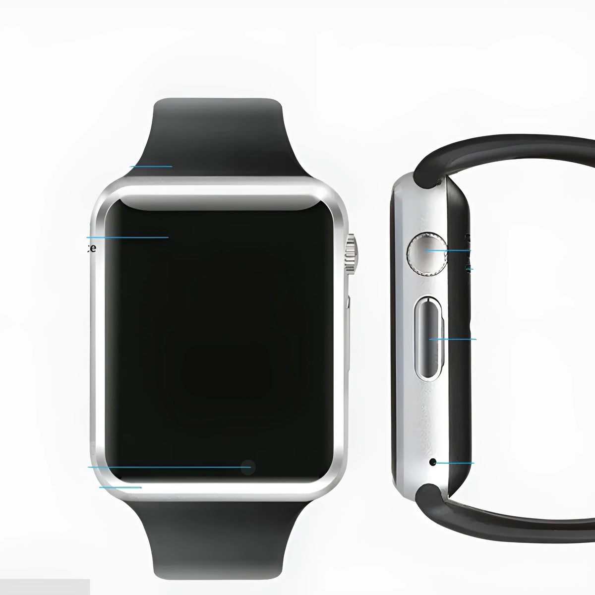 A1 Smart Watch with 1.54-inch touchscreen in multiple colours showing phone and camera features