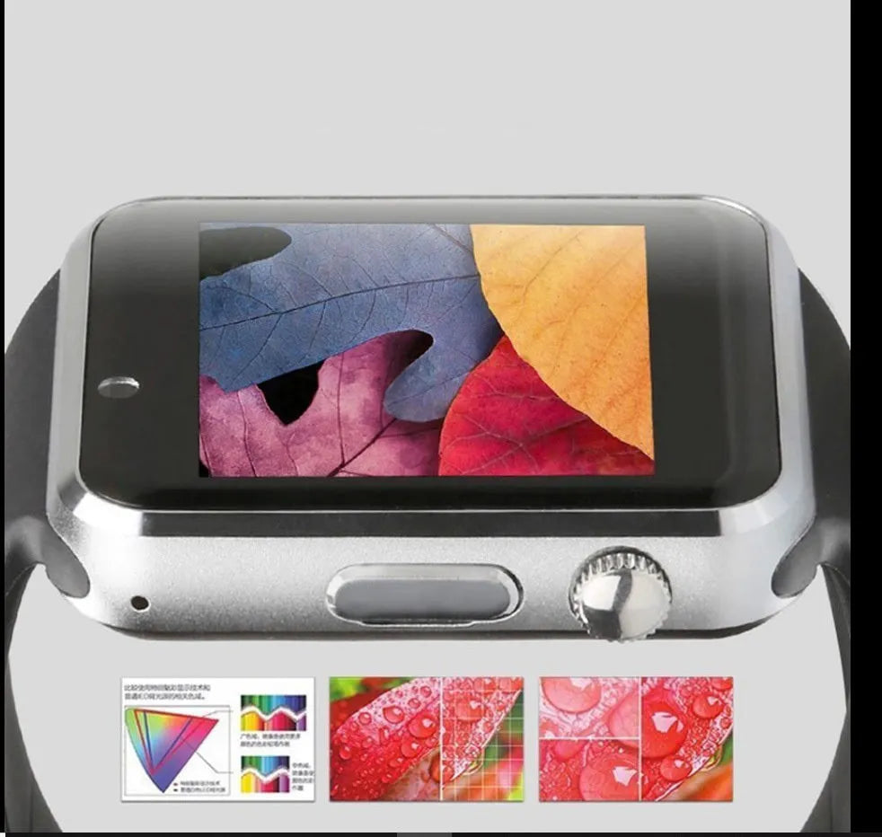 A1 Smart Watch with 1.54-inch touchscreen in multiple colours showing phone and camera features