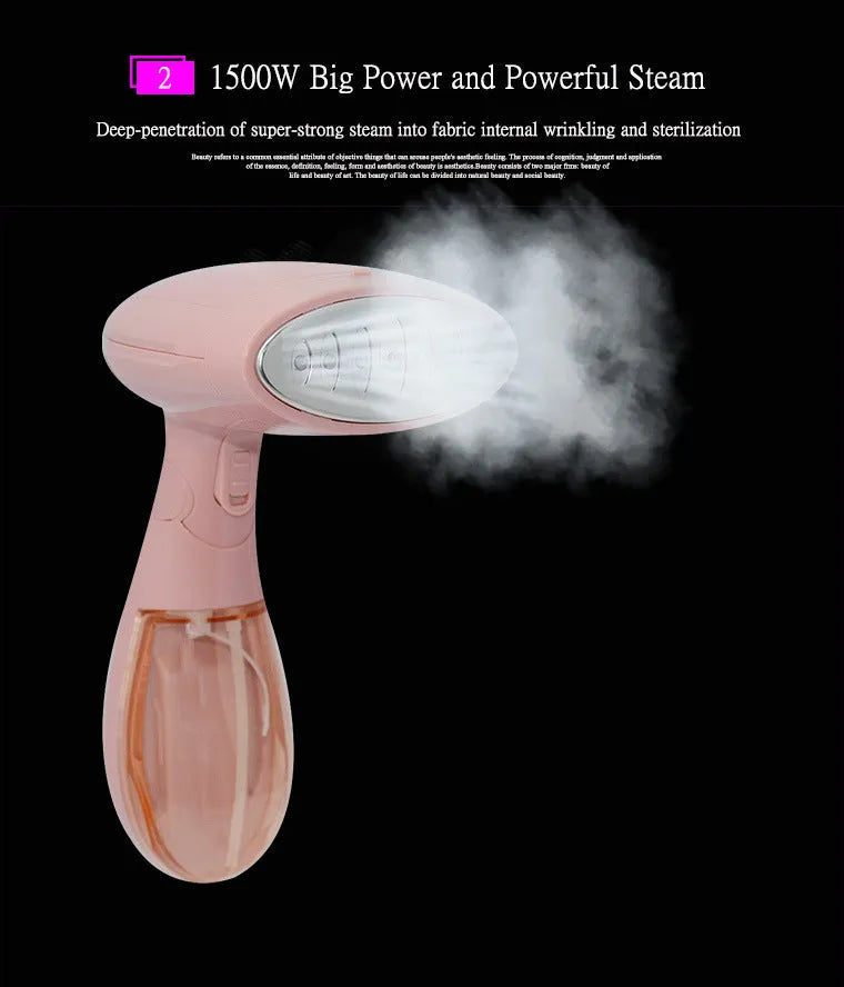 Sokany pink handheld steam ironing brush with EU plug on 220V power