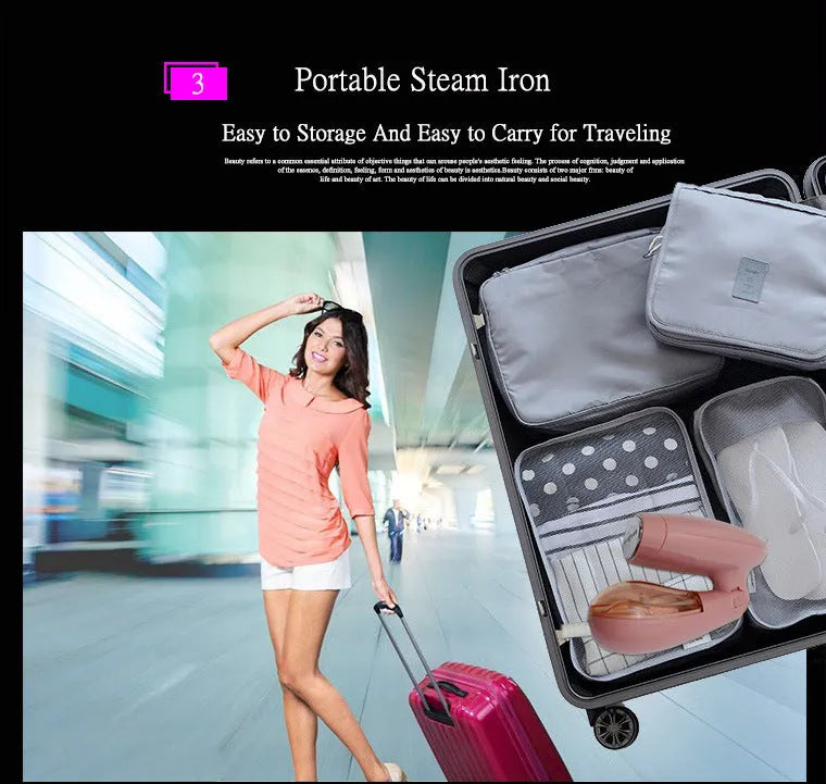 Sokany pink handheld steam ironing brush with EU plug on 220V power
