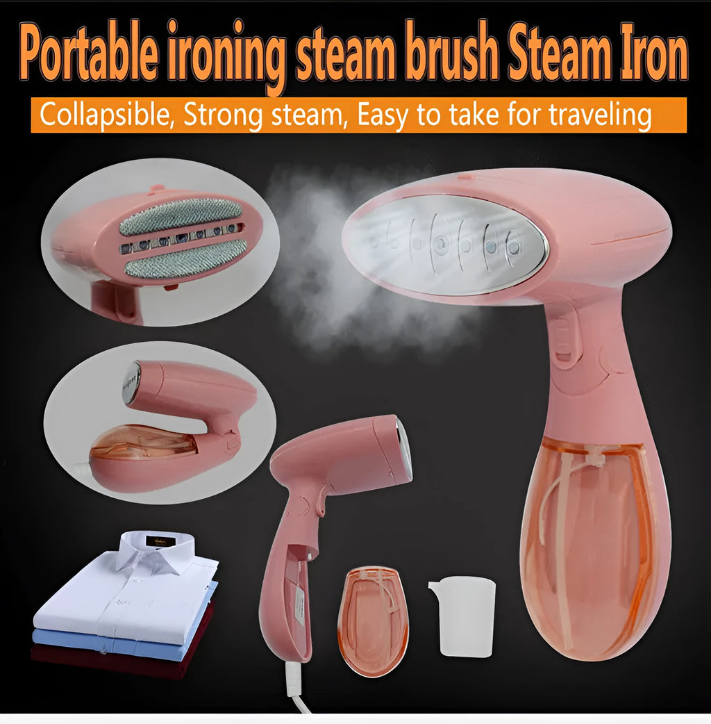 Sokany pink handheld steam ironing brush with EU plug on 220V power