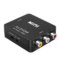 Mini black and white AV to HDMI video converter with cable for TV connectivity