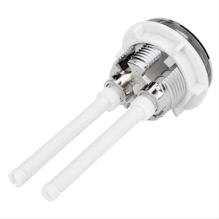 A white ABS plastic double flush push button for a 38mm round toilet cistern.