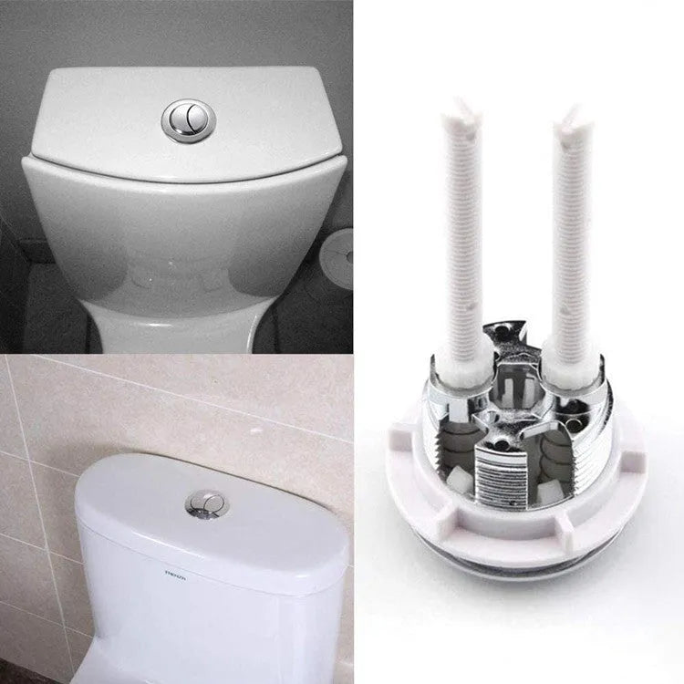 A white ABS plastic double flush push button for a 38mm round toilet cistern.